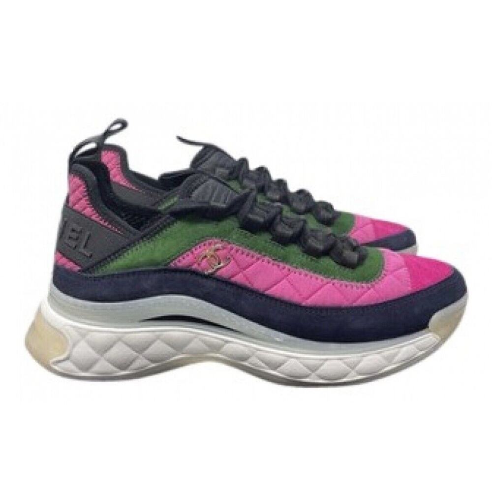 Chanel 21K Sneakers Pink, Green, Dark Pink NIB Size 37.5